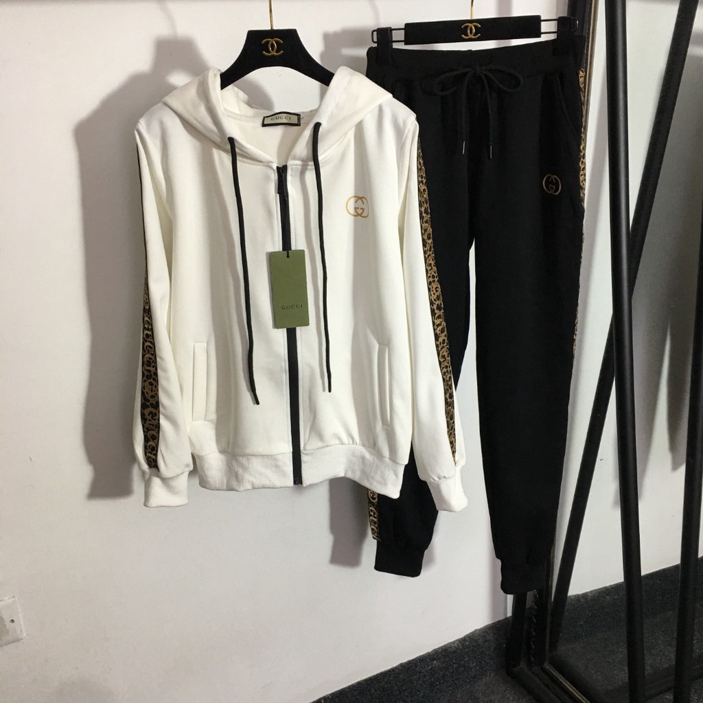 Set quần áo thun dài tay thời trang nữ cao cấp Gucci GC GG sành điệu, thanh lịch và cá tính