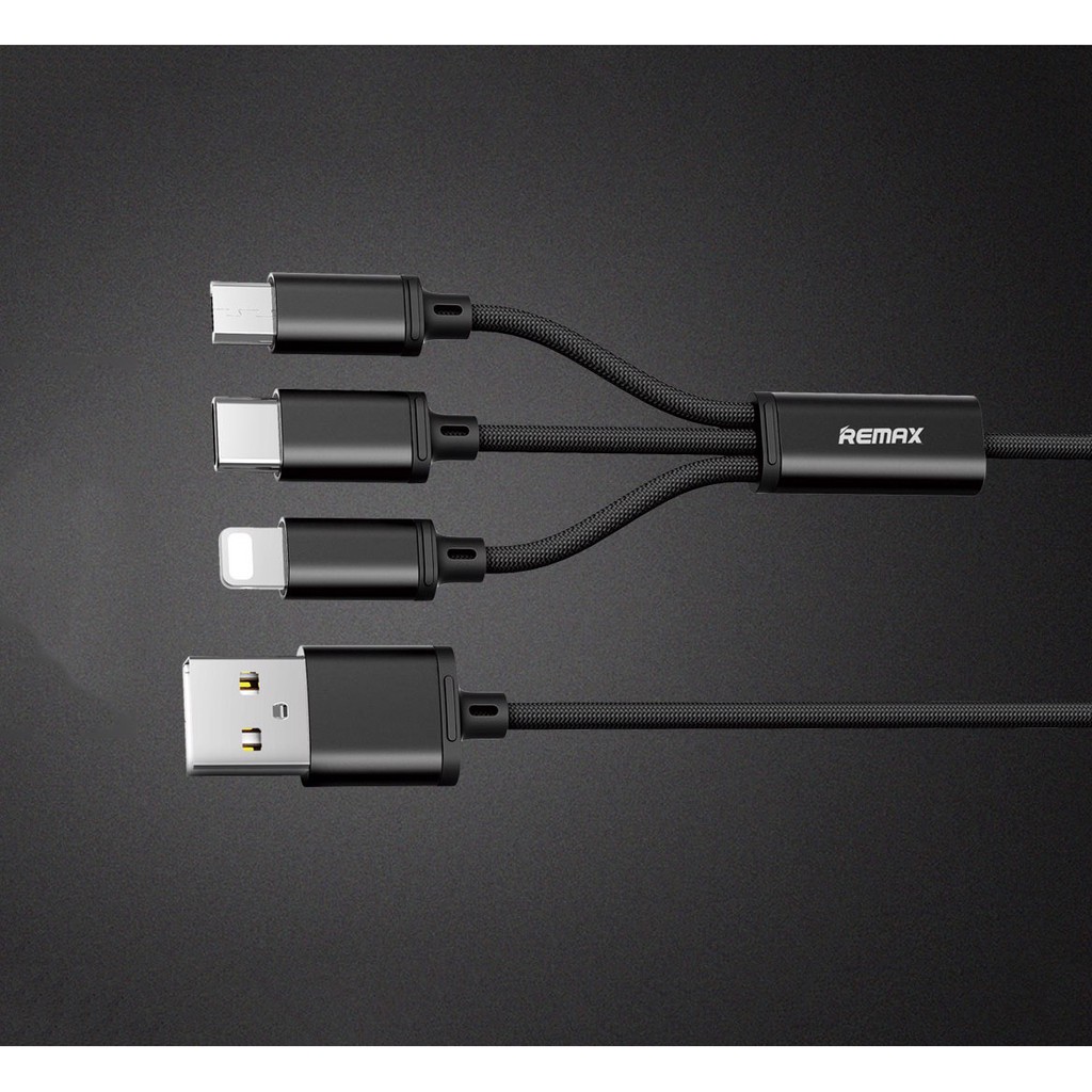 Cáp Sạc Remax 3 Đầu RC-131TH IPHONE - MICRO USB - TYPE C dây dù - Giá siêu tốt  FREESHIP