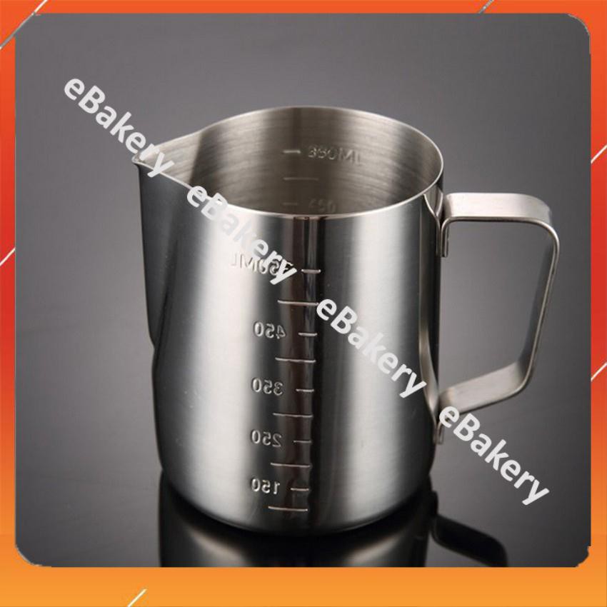 Ca đánh bọt sữa inox cao cấp, siêu bền có vạch chia định lượng 350ml, 600ml, 1000ml  - eBakery