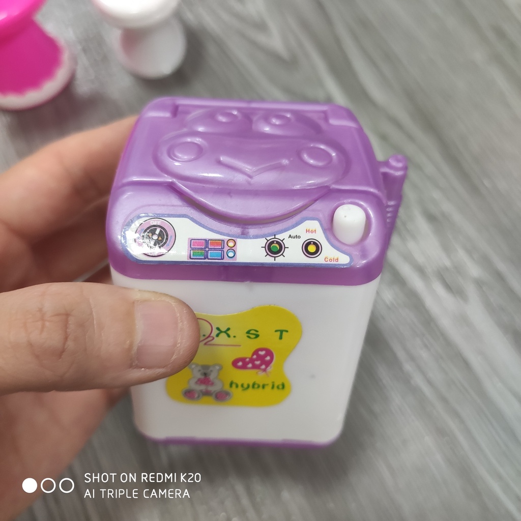Combo thiết bị vệ sinh kèm máy giặt mini đồ chơi nội thất nhà búp bê