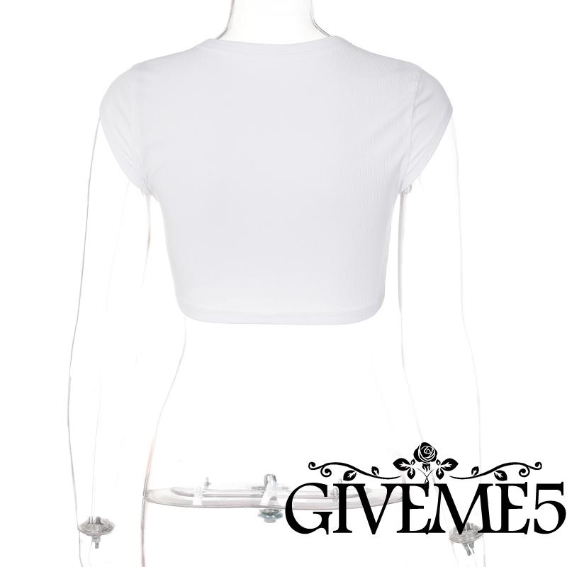 Áo Croptop Ngắn Tay In Chữ Thời Trang Mùa Hè Cho Nữ
