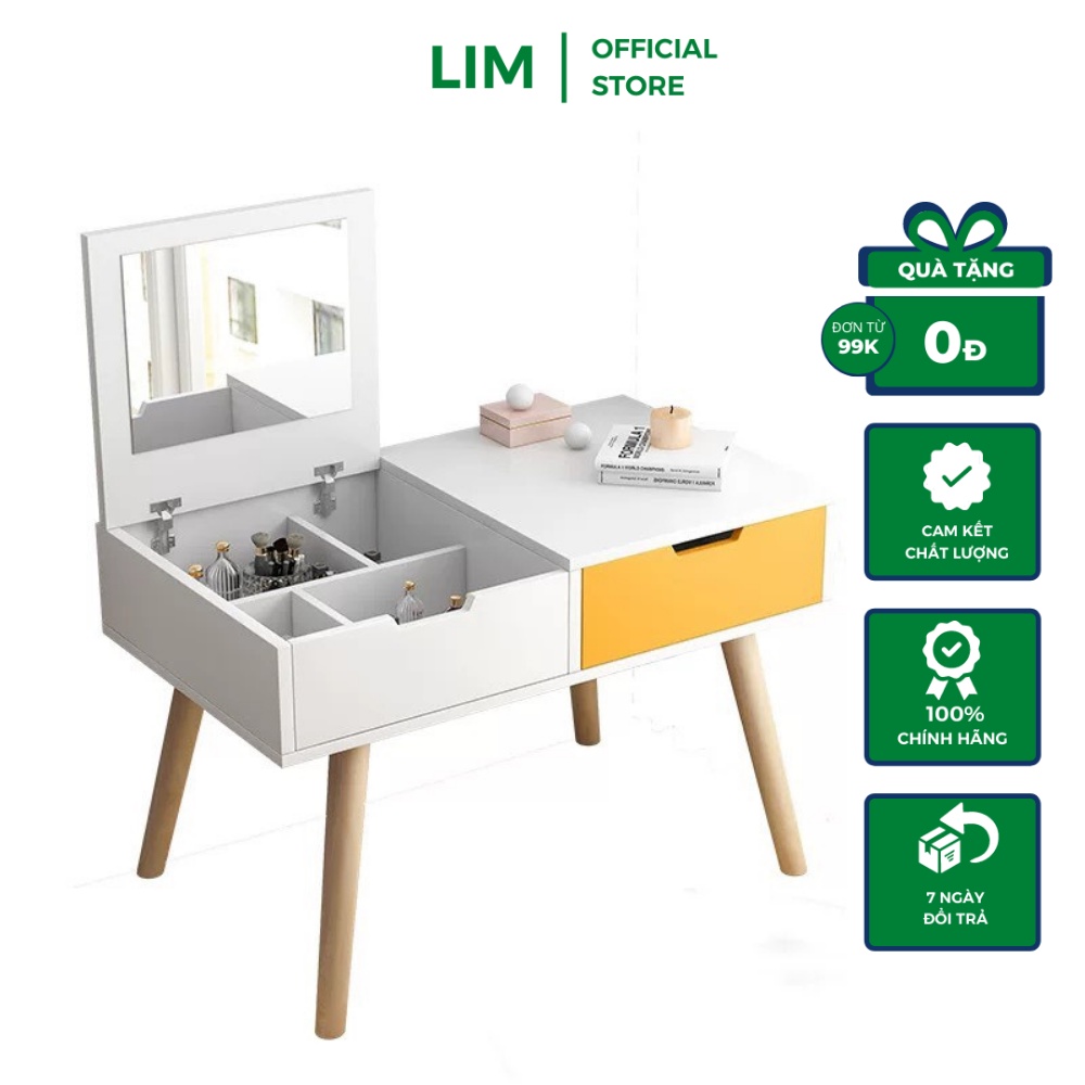 Bàn trang điểm mini ngồi bệt, bàn trang điểm gỗ gương gập kết hợp sử dụng như bàn làm việc ngồi bệt - GP92