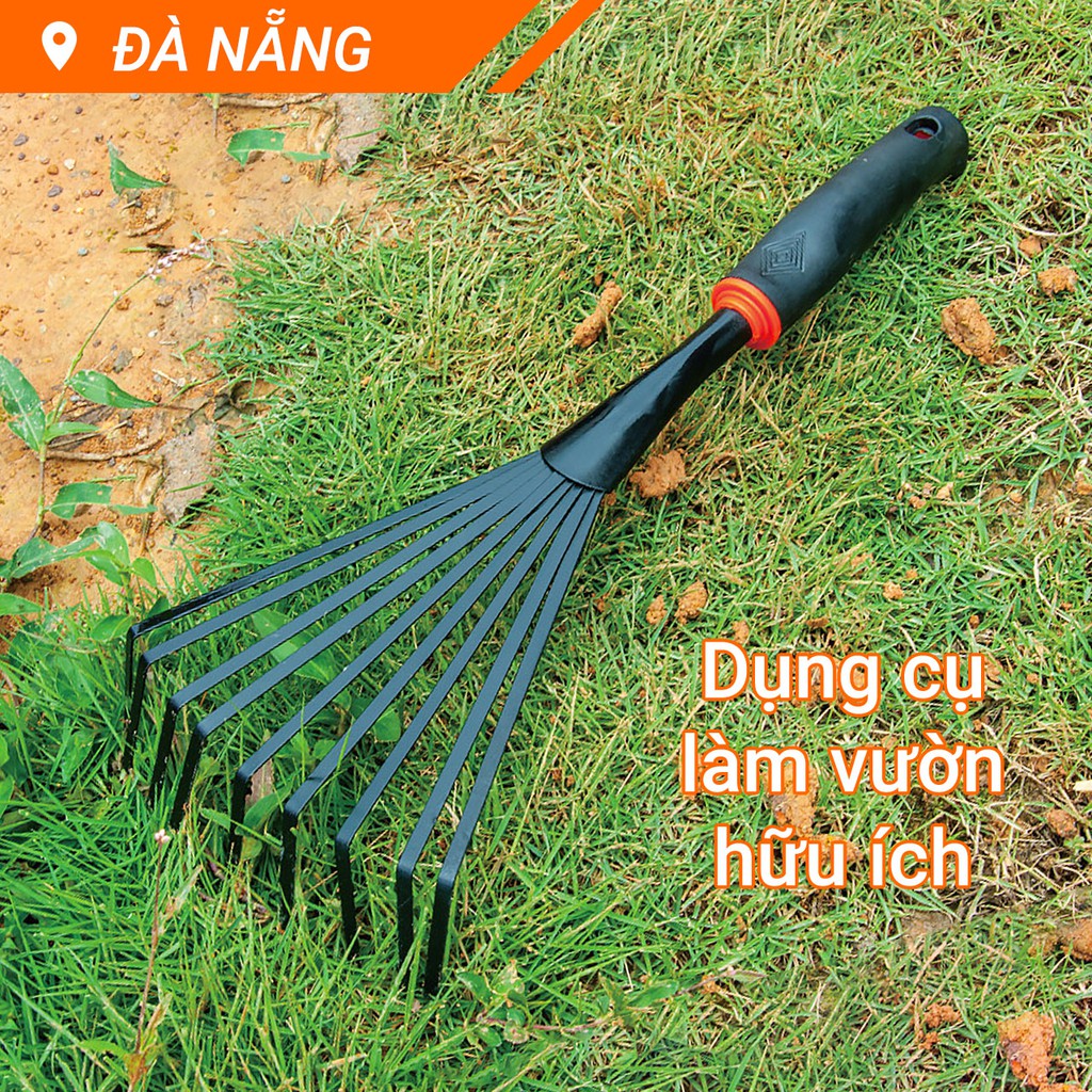 Cào cỏ 9 răng cán cao su 14x39cm