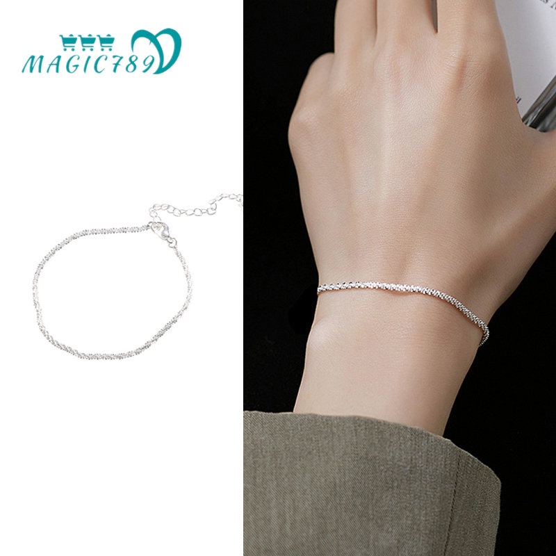 Magic789 Thời trang đơn giản Lấp lánh Bầu trời đầy sao Vòng tay cho nữ Minimalism Bạc đeo tay Chuỗi đeo tay cho cặp đôi yêu nhau