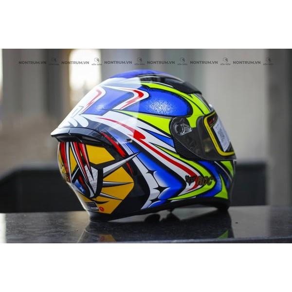 Mũ bảo hiểm fullface ROC ROYAL M138 1 kính - kẻ xanh - bảo hành 12 tháng tặng balo dây rút