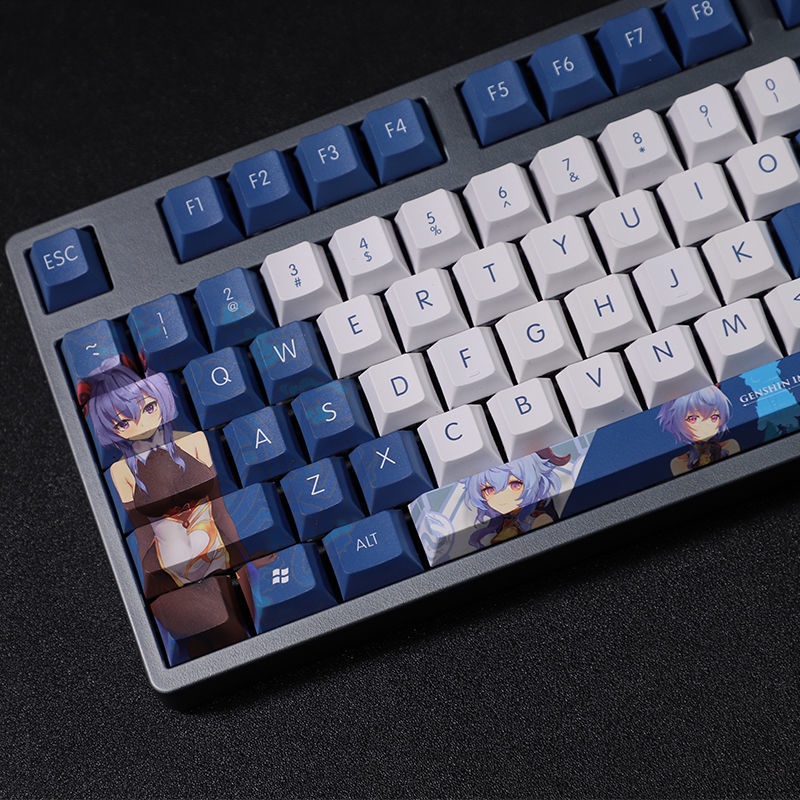 Genshin Impact Keycap Cherry Profile Ganyu Theme Keycap Anime PBT Dye Thăng hoa Bàn phím cơ Keycap 108 Phím