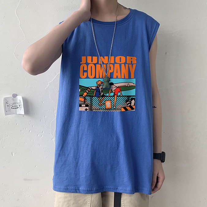 Áo thun nam cổ tròn không tay in hình thời trang kích thước M-3Xl
