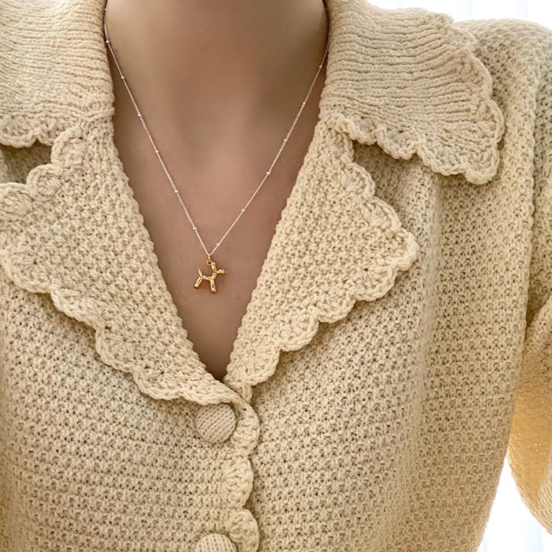 Vòng cổ Hợp Kim Phối Mặt Hình Chú Cún Cùng Bóng Bay Màu Sắc Độc Đáo Phong Cách Âu Mỹ