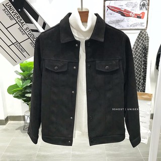 Áo khoác da lộn nam đẹp 95.HOST JK030 đen