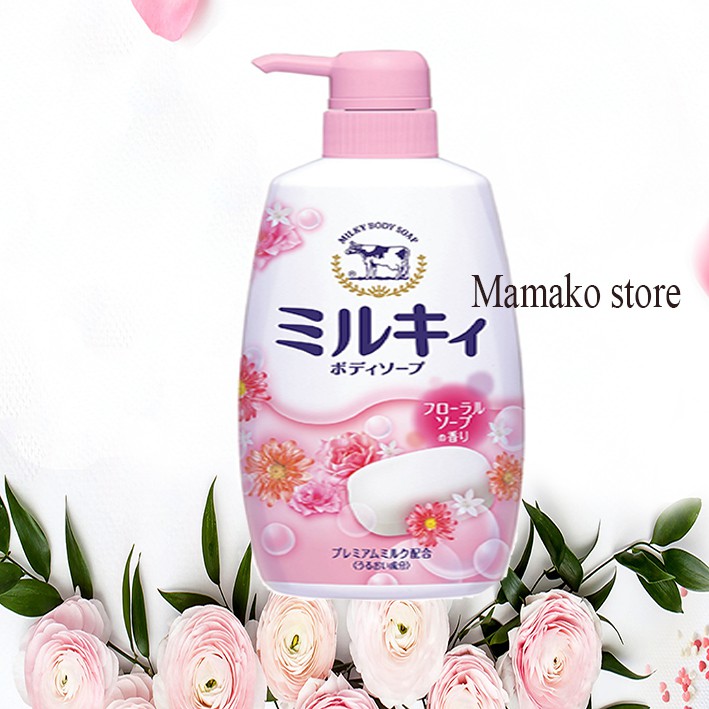 Sữa tắm MIRUKY nhật bản - Milky body soap  hoa hồng 550ml