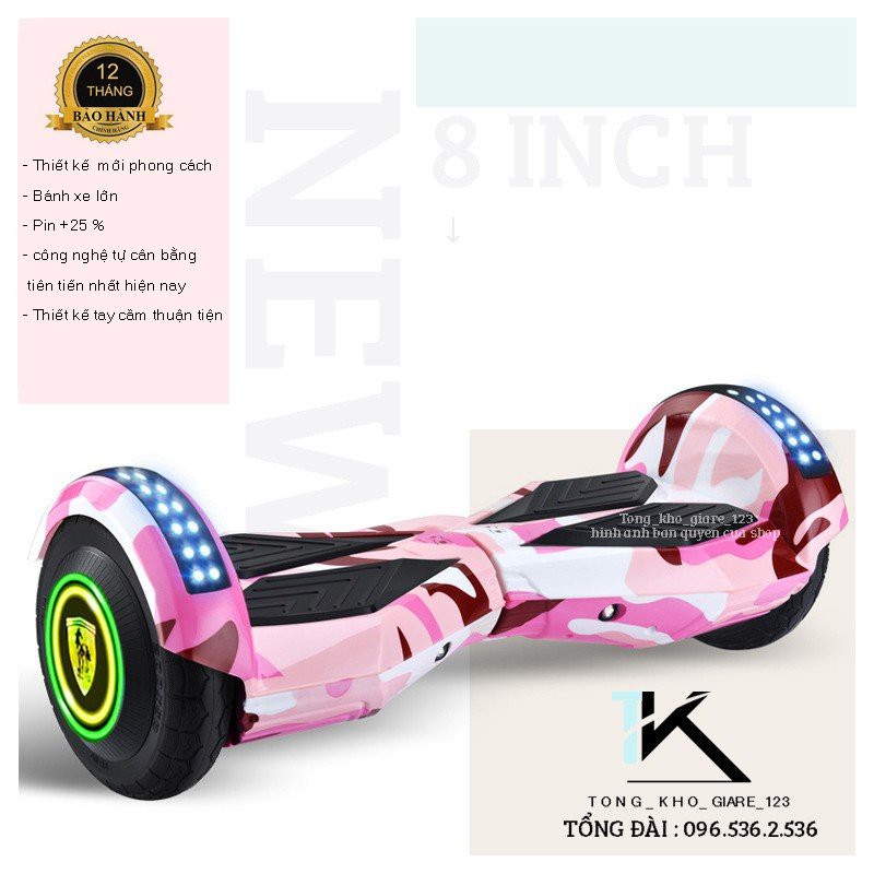 Xe điện tự cân bằng - Xe điện 2 bánh, bánh xe cỡ lớn 8 inch, Bluetooth - Nhạc, Pin lên tới 50.00mah