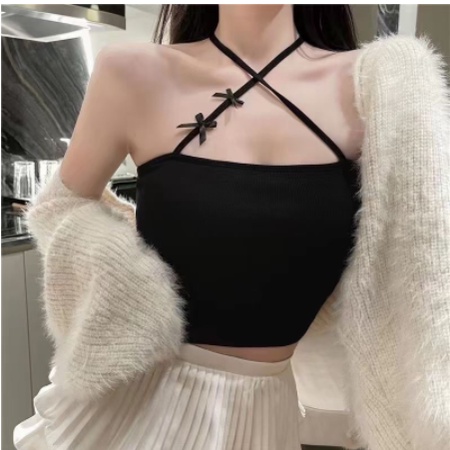 Mẫu mới - Áo bra 2 dây đính nơ tạo kiểu kèm đệm ngực