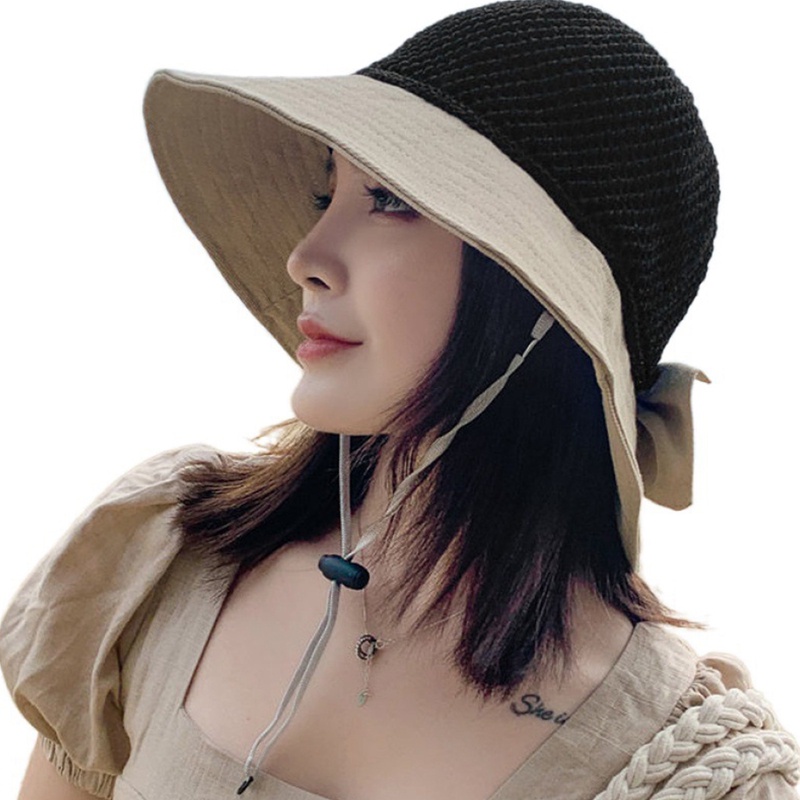 Nón Vành Đan Lát Trang Trí Nơ Thời Trang Cho Nữ