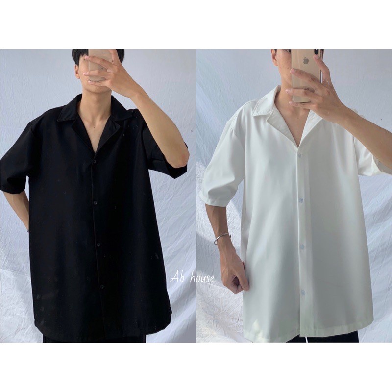 Áo Sơ Mi Nam Nữ Ngắn Tay Form Rộng Redhunter Cổ Vest Vải Lụa Nam Nữ Unisex Kiểu Dáng Cuban Shirt Mềm Mại Phong Cách Hàn