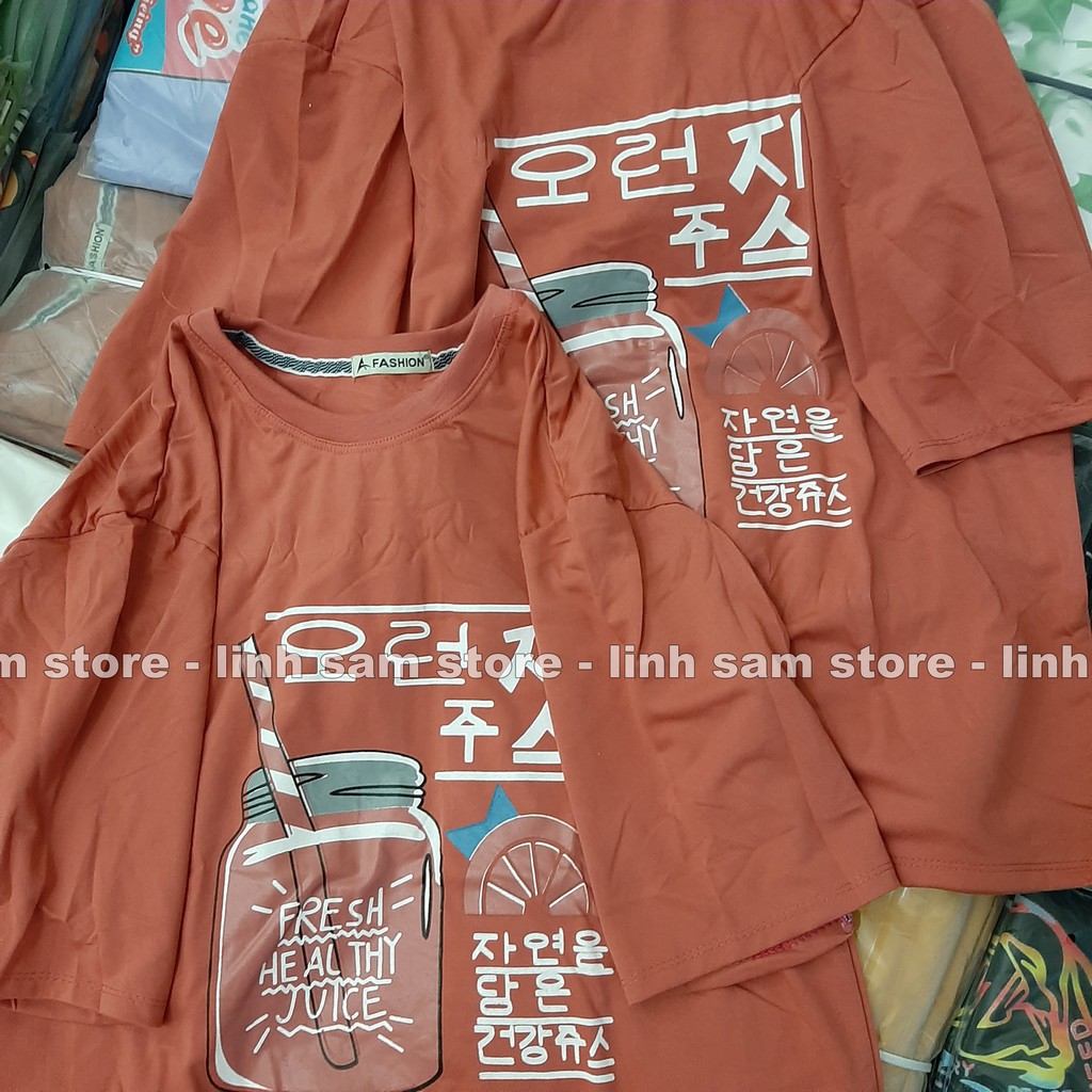 Áo thun tay lỡ SAM CLO freesize phông form rộng Unisex, mặc lớp, nhóm, cặp in hình ly nước FRESH HEALTHY JUICE