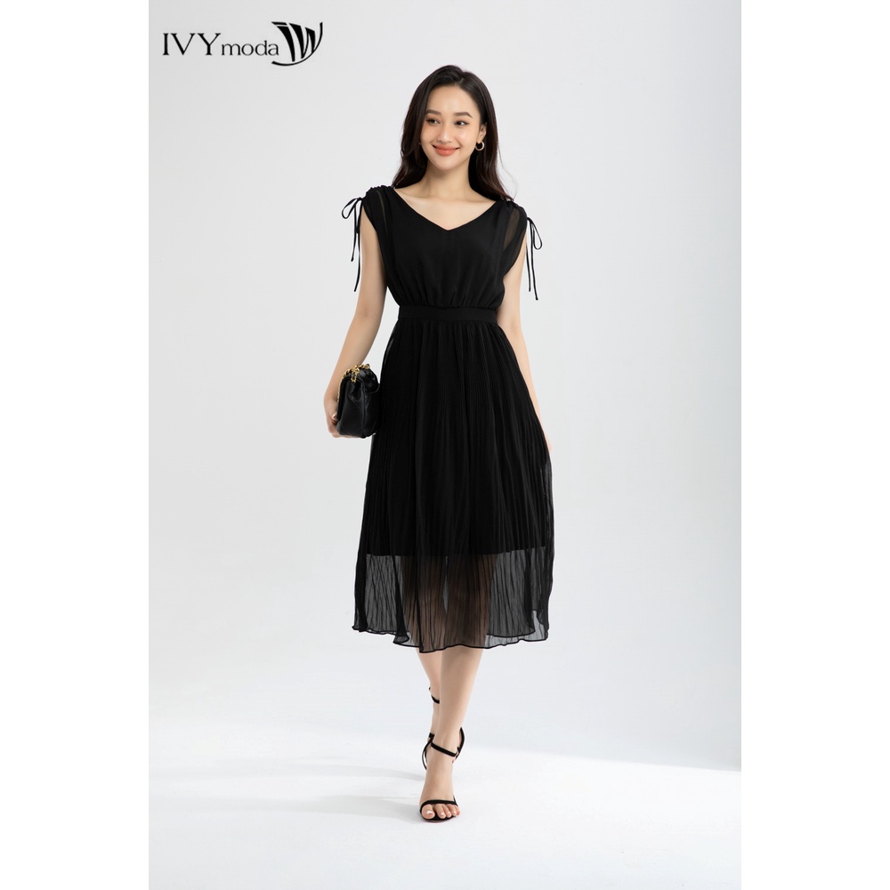 Đầm xếp cổ V nữ IVY moda MS 41M6468