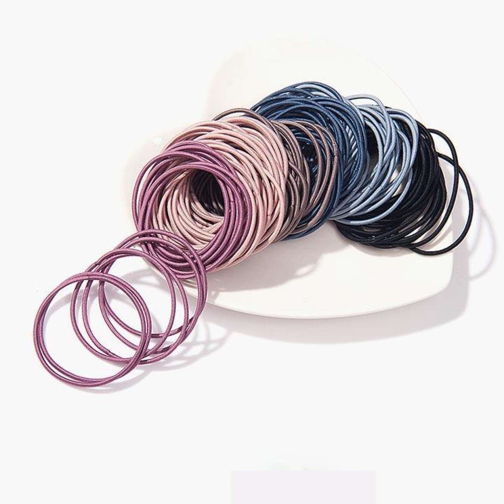 Set 100 dây buộc tóc có túi zip đủ màu