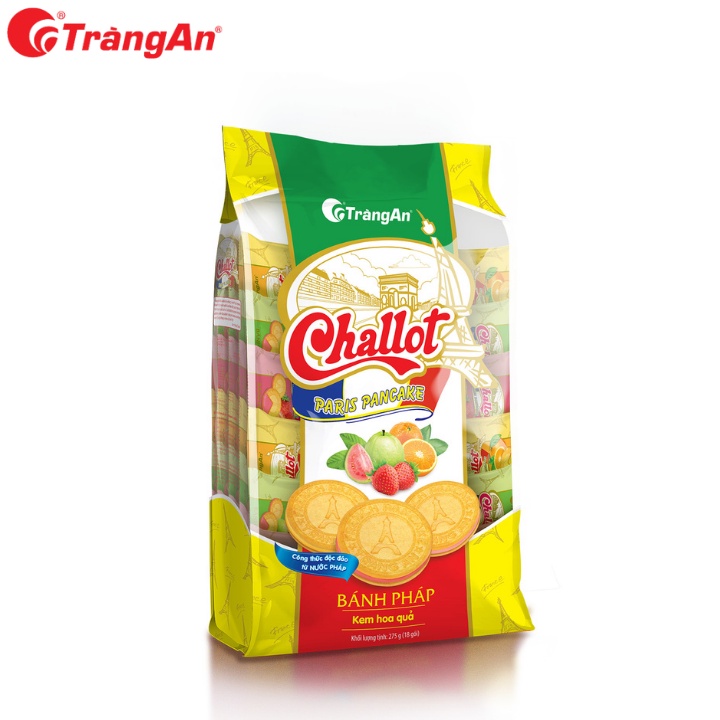 Tràng An - combo bánh gồm: 1 gói bánh quy nhân mứt hỗn hợp Bista 192g và 01 gói bánh Pháp Challot nhân kem hoa quả 275g