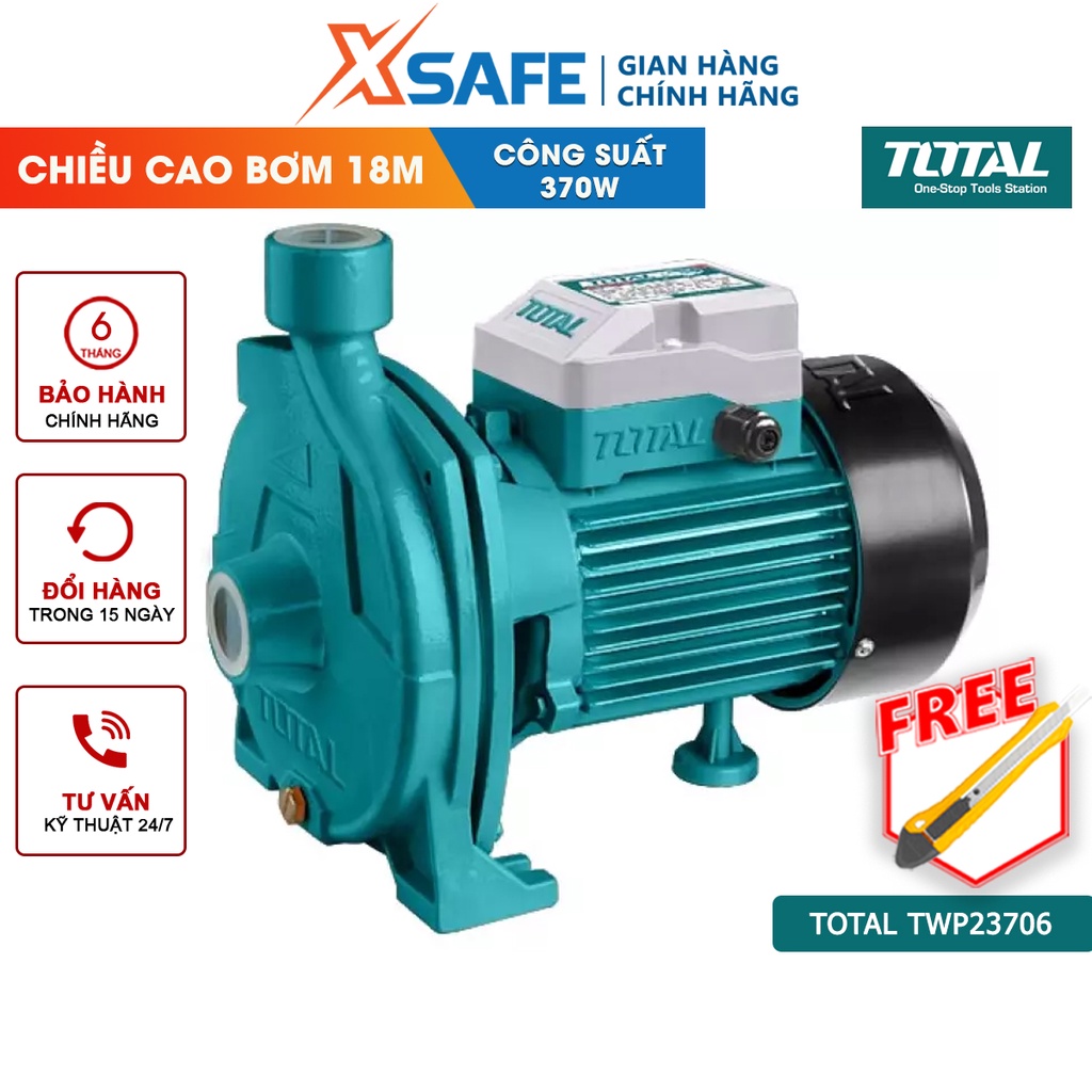 Máy bơm nước 370W TOTAL TWP23706 motor dây đồng chiều cao bơm tối đa 18m, lưu lượng tối đa 80 lít/ph