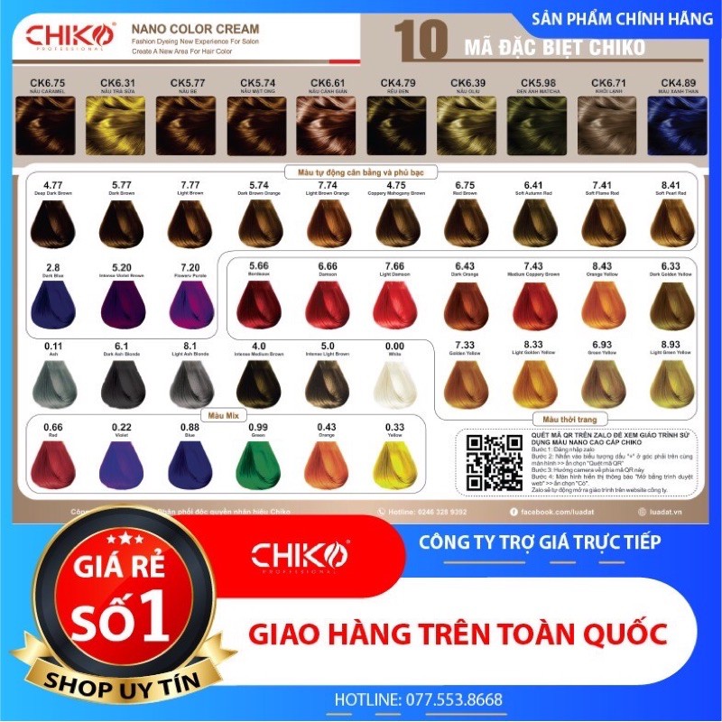 (Giá sỉ 10 tuýp)Thuốc nhuộm tóc Chiko màu thời trang không tẩy tóc