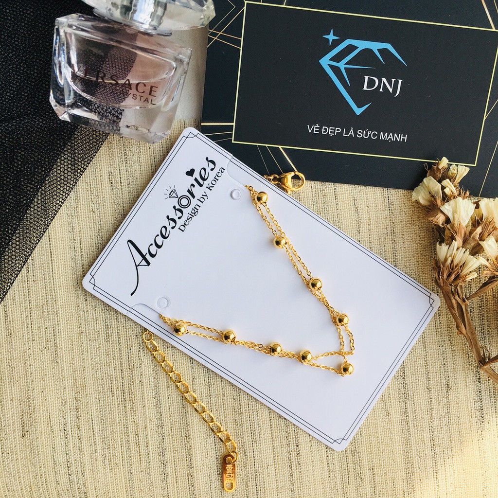 Lắc tay titan bi dây đôi (TT5113) - CAM KẾT KHÔNG GỈ, KHÔNG BAY MÀU - BẢO HÀNH 12 THÁNG