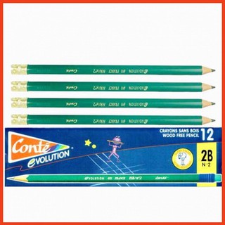 Bút chì gỗ rẻ 😍freeship😍 12 cây bút chì gỗ conté evolution 2b có tẩy