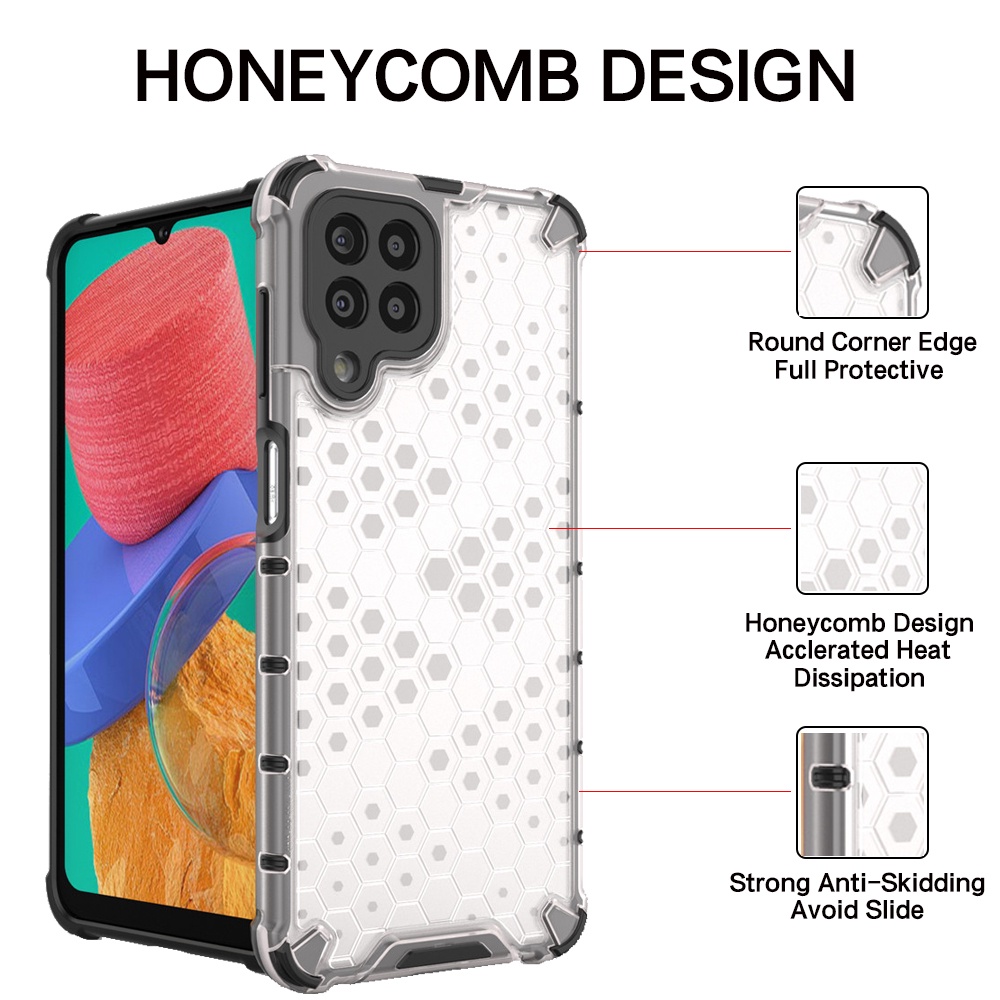 Ốp Điện Thoại PC Cứng Trong Suốt Chống Sốc Họa Tiết Tổ Ong Cho Samsung Galaxy M01s M12 M30s M31 M31s M33 M51 M52 M53