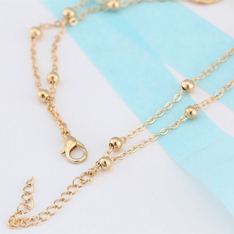 [Mã FAMAYFA giảm 10K đơn 50K] Vòng chân 2 lớp đính ngọc trai giả mặt hình số 8 | BigBuy360 - bigbuy360.vn