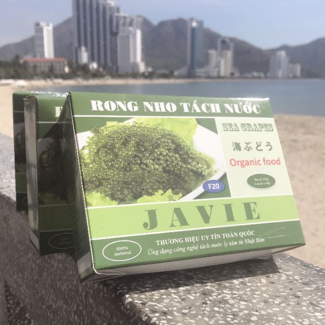 Hộp 120gr rong nho tách nước JAVIE  tặng 2 gói xốt mè rang. rong biển. rong nho