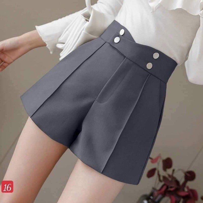 [ AN MỘC ] Quần Short Đùi Cạp V Phối 4 Khuy Vàng Gân Giữa Sang Chảnh Cho Nữ