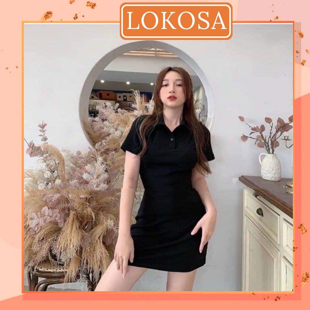 Váy Polo Nữ LOKOSA Đầm ôm body sexy thiết kế thun suông đi chơi dự tiệc Hàn Quốc nhiều màu Sang Trọng Trẻ Trung VD005