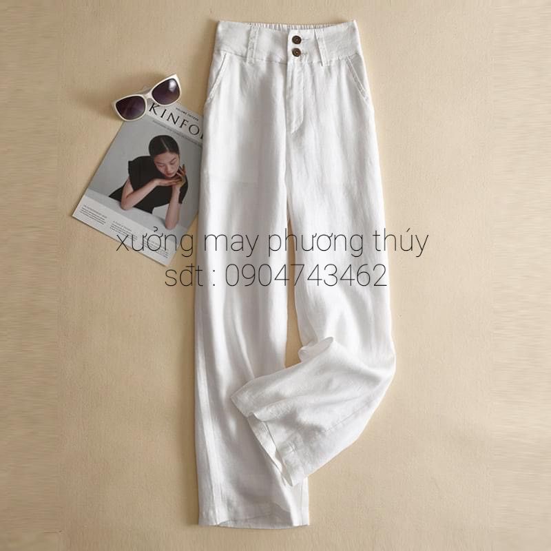 Quần sớ đũi ống rộng cạp cao 2 khuy thời trang Phương Thúy