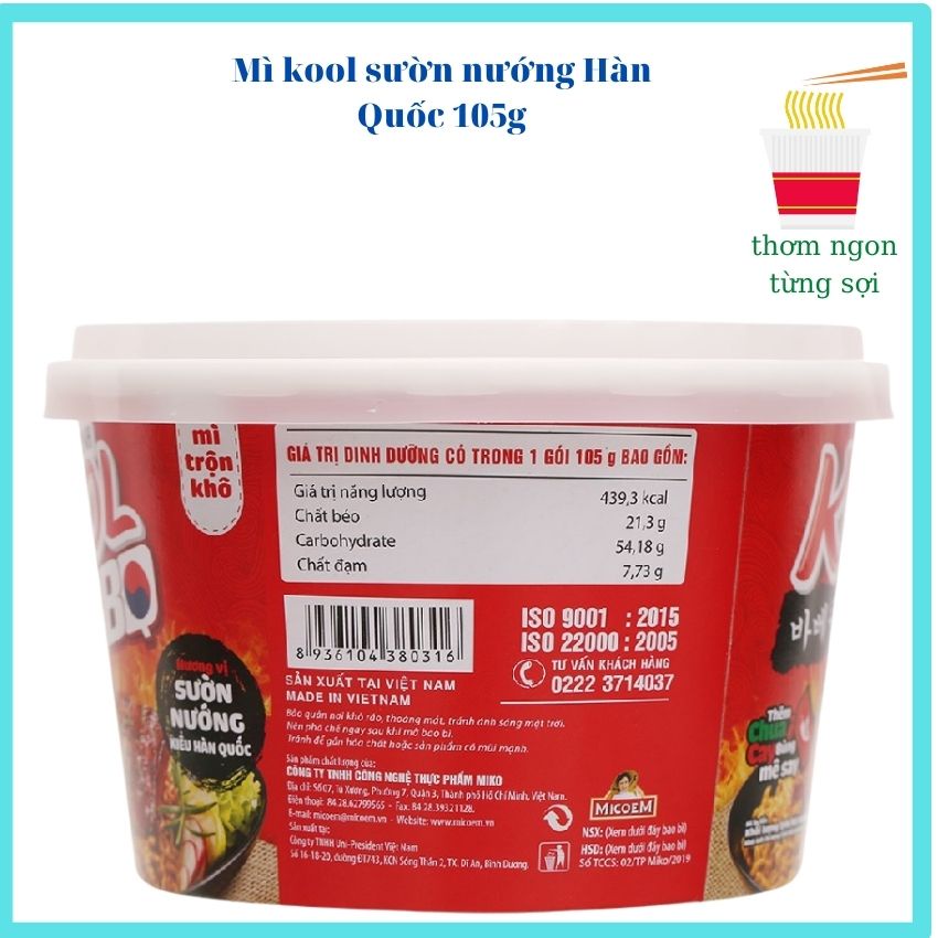 Mì trộn khô cung đình kool spaghetti thịt bò hầm,BBQ sườn nướng Hàn Quốc105gMTK01