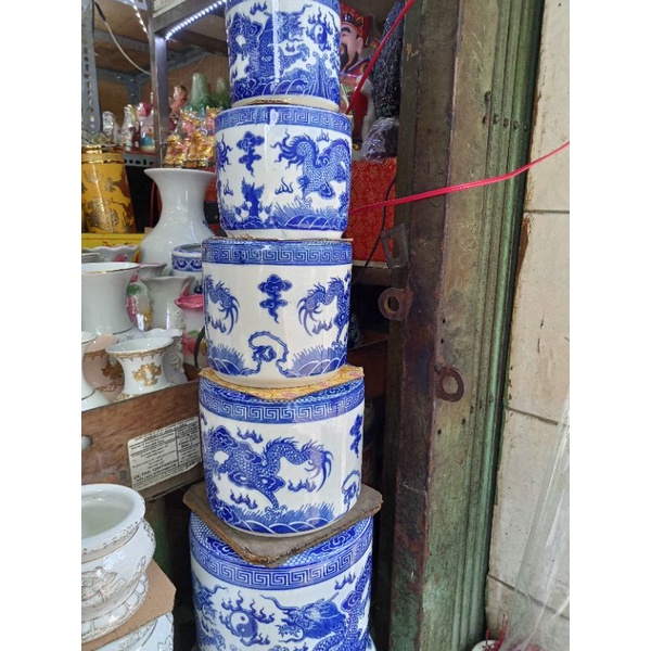 Lư ống xanh bát tràng.