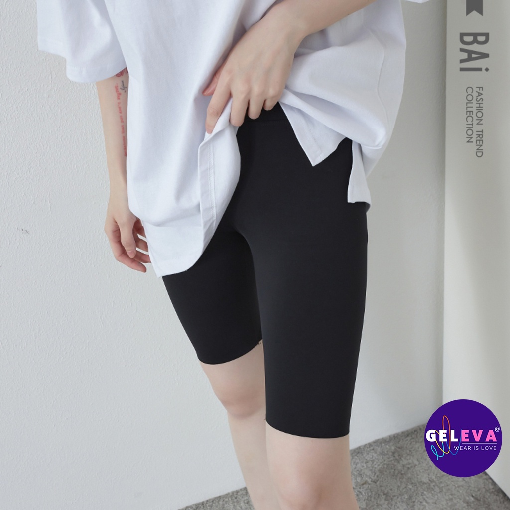 Quần legging đùi lửng ngố nữ vải thun cotton co dãn ôm bó, Quần tregging short cộc nữ ngắn trên gối Geleva GE661