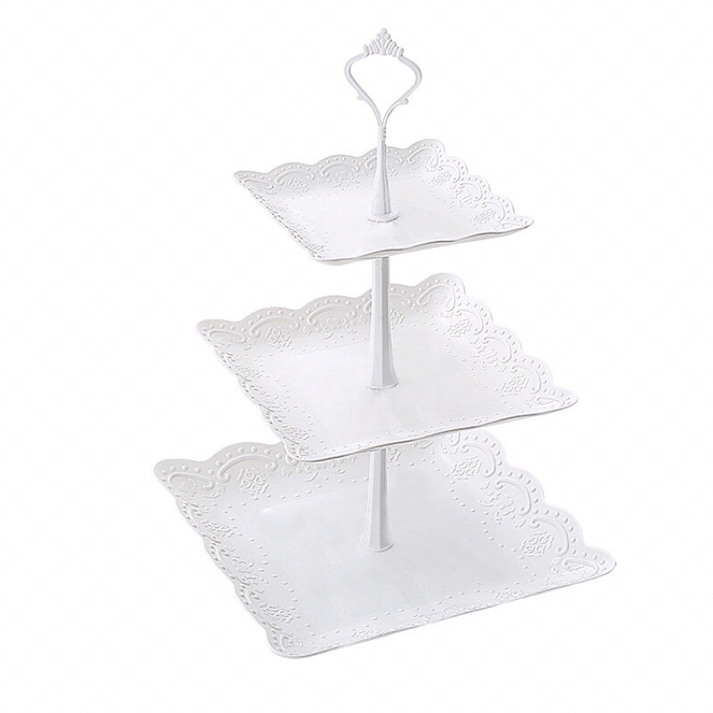 Khay đựng trái cây, bánh 3 tầng vuông 37x24cm