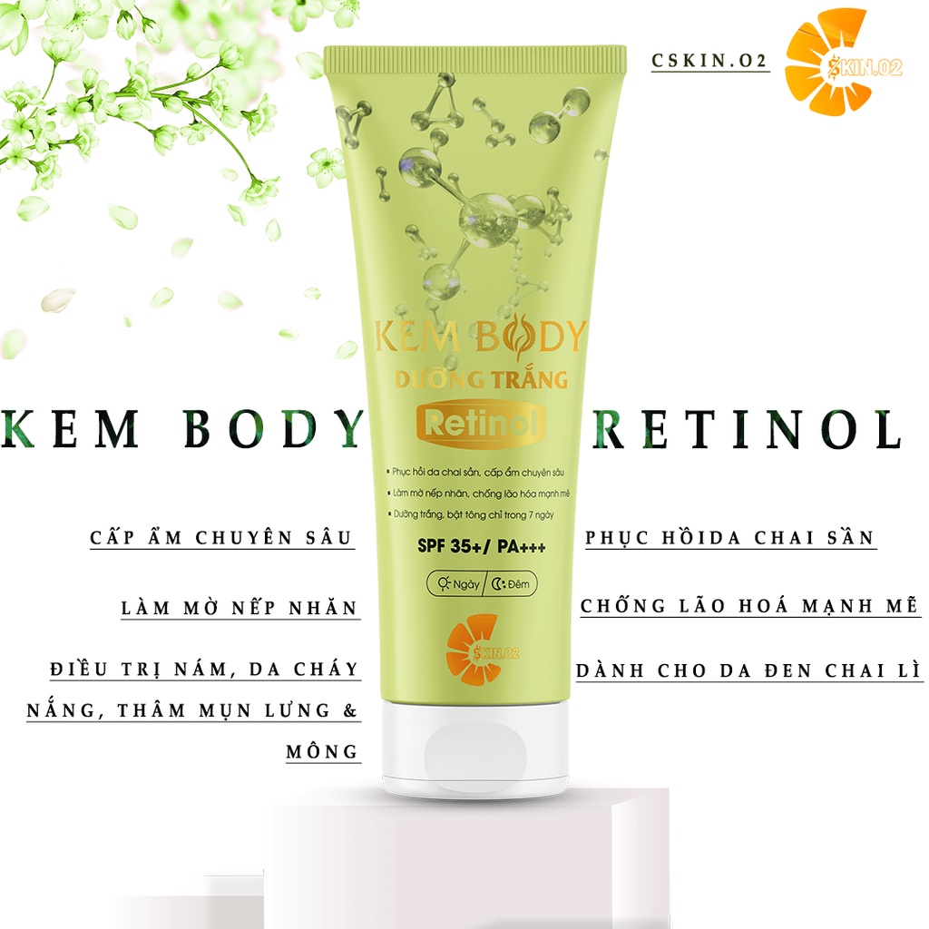 C SKIN.02 - Combo 8 Kem Dưỡng Trắng Da Body Retinol