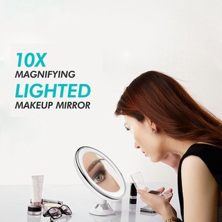 10X Magnifying Makeup Mirror with LED Light Suction Cup 360° Rotating