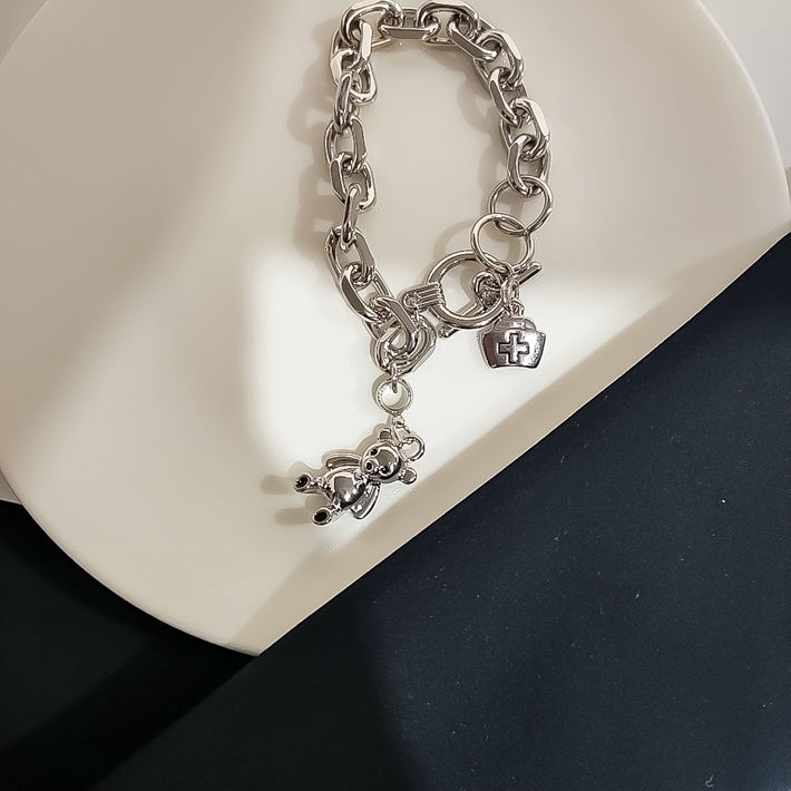 Vòng Tay Kim Loại Mặt Hình Gấu Phong Cách Punk 22208