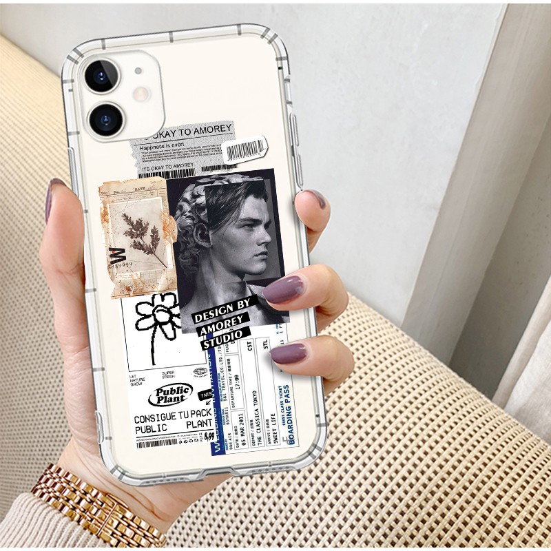 Ốp Điện Thoại Mềm Trong Suốt In Hình Nhãn Dán Thời Trang Cho iphone 12 mini 13 pro max x xs max xr 11 14 pro max 6s 7 8 plus