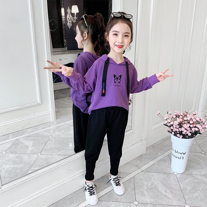 Set áo hoodie và quần dài Iq Angel in hình dễ thương cho bé gái