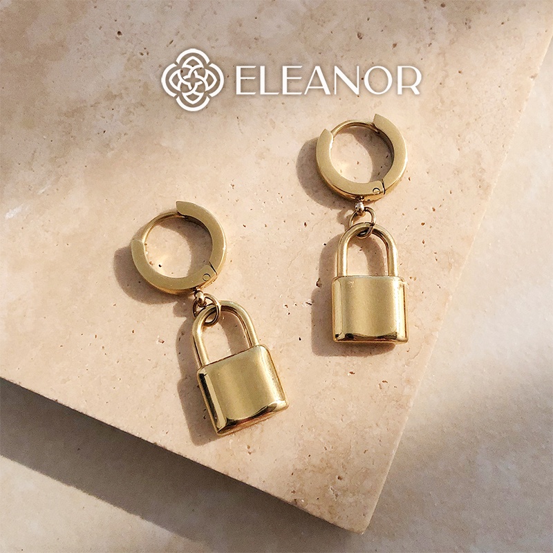 Bông tai nữ hình khóa Eleanor Accessories khuyên tròn dáng thả phụ kiện trang sức cá tính