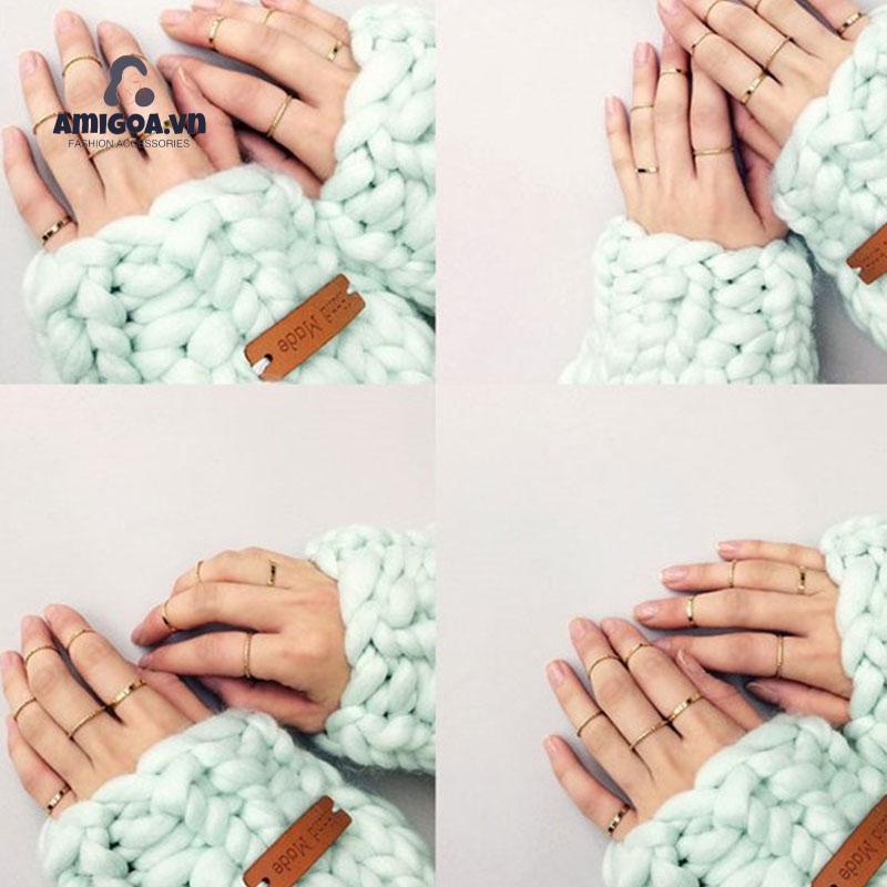 ✨✨Bộ 10 Nhẫn Kim Loại Phong Cách Punk Đơn Giản