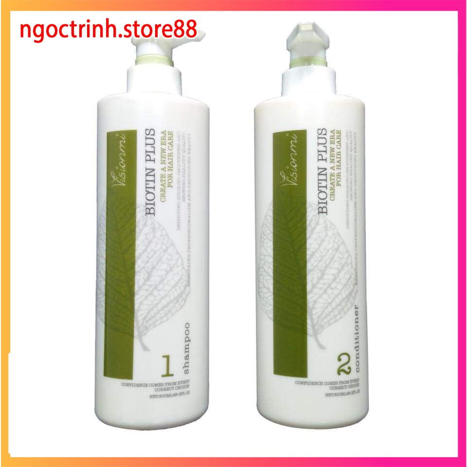 Dầu gội kích thích mọc tóc chống rụng biotin & chollagen mềm mượt dầu gội cặp 800ml BIOTIN PLUS VISIONMI hàng chính hãn