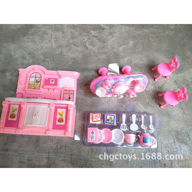 Bộ tủ và đồ dùng nhà bếp cho búp bê barbie ANDATOY AD937