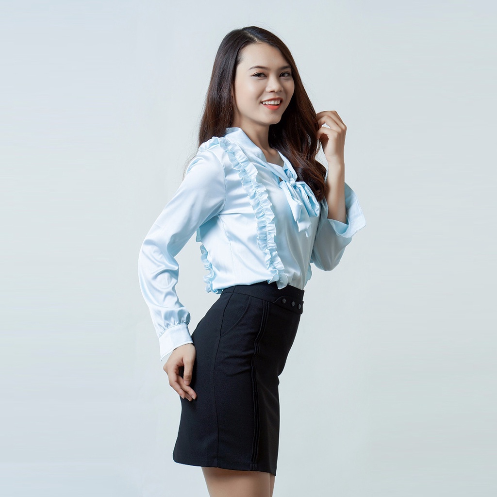 Áo sơ mi nữ dài tay lụa satin mềm mịn onesize dưới 55kg