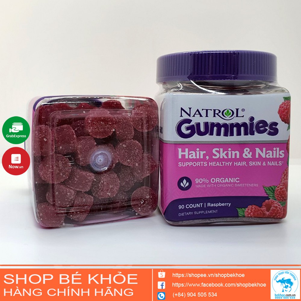 Kẹo dẻo Hair nail Skin Gummies Natrol 90v - Đẹp da, tóc, móng