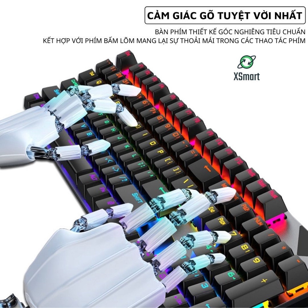 Bộ Bàn Phím CƠ Và Chuột Chuyên Game XSmart Led RGB Full Size 20 Chế Độ Led Chuyên Nghiệp Dùng Cho Máy Tính, Laptop K1+M8