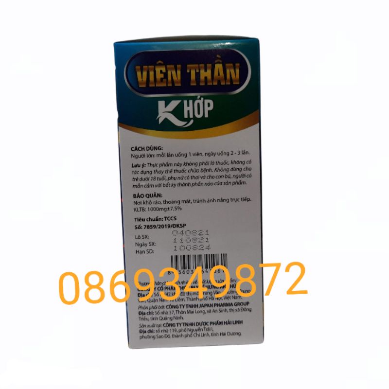 Viên xương khớp VIÊN THẦN KHỚP GLUCOSAMIN 1500mg - Hỗ trợ giảm các triệu chứng thoái hóa khớp