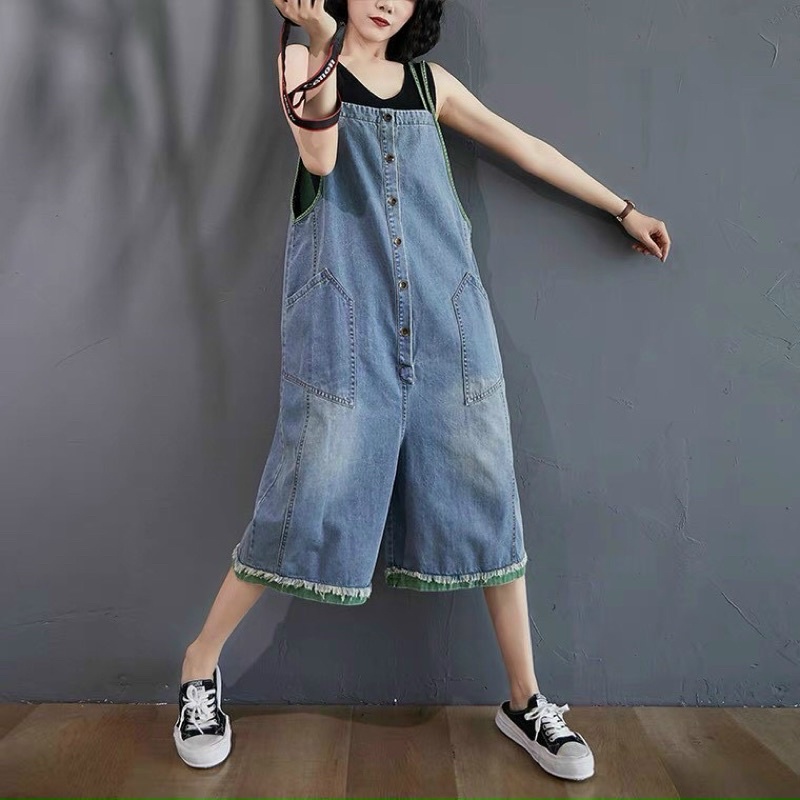 Quần yếm form suông ống đứng viền trang tí siêu cute